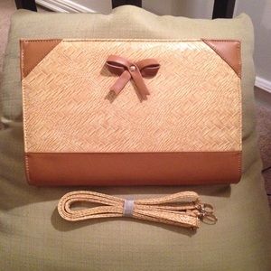 Beige and brown handbag with little bow